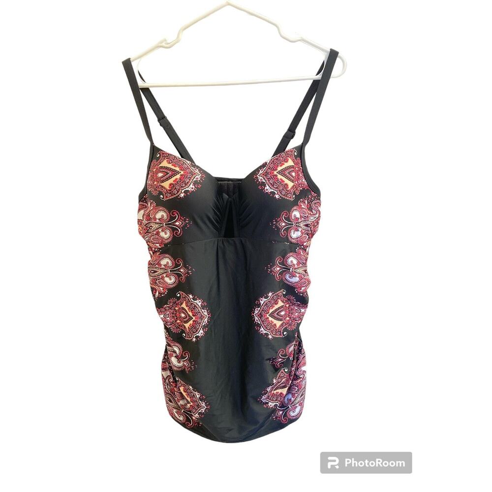 Lane Bryant Cacique Plus Size 16 One Piece Swimsuit Paisley with Built-In Bra